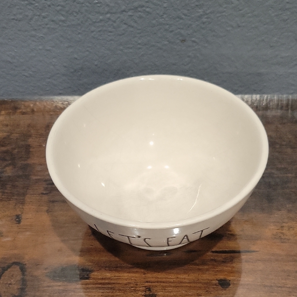 White Bowl with 'Let's Eat' Text - Picture 2 of 7
